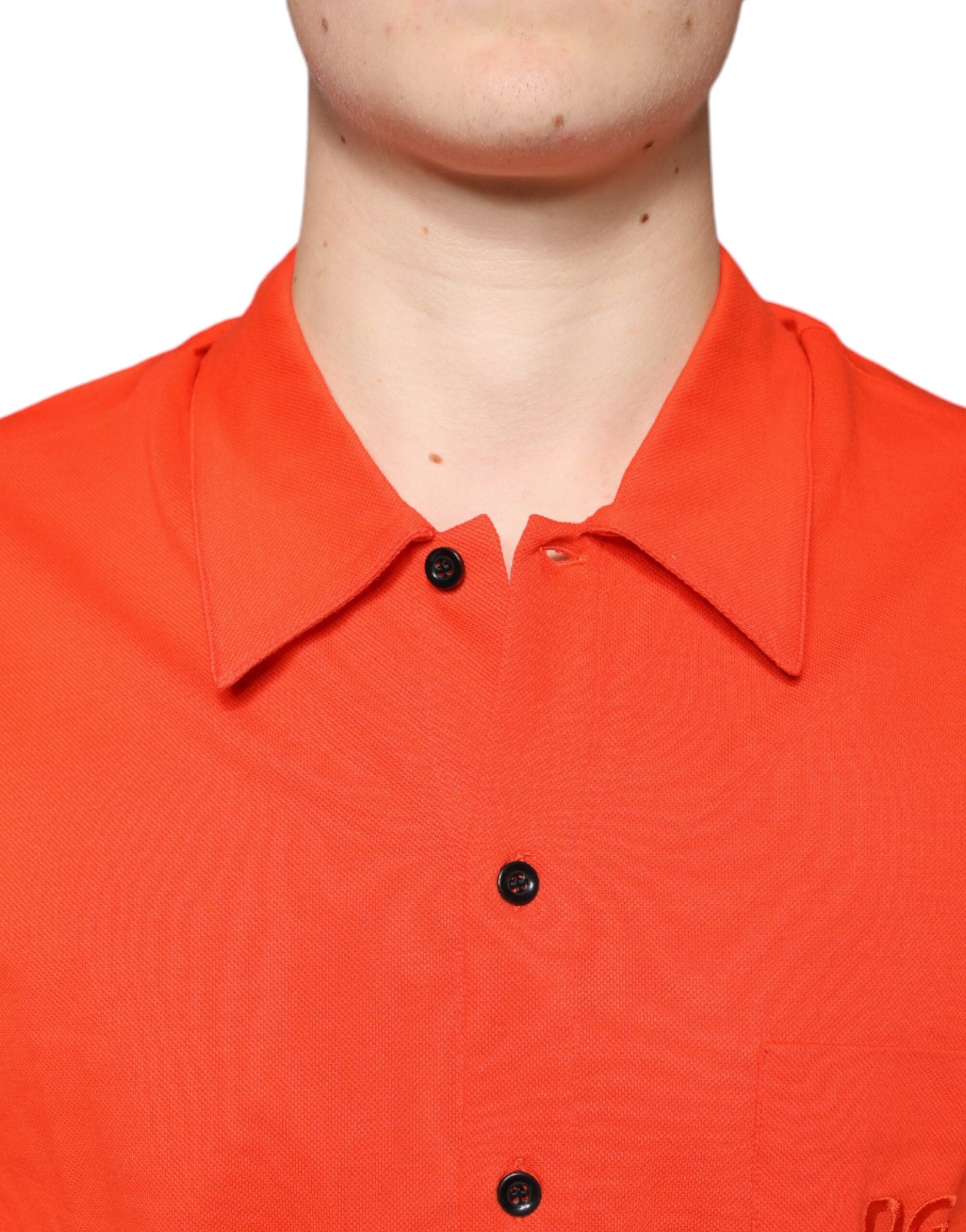 Dolce &amp; Gabbana – Lässiges Poloshirt aus Baumwolle mit Knopfleiste in Orange