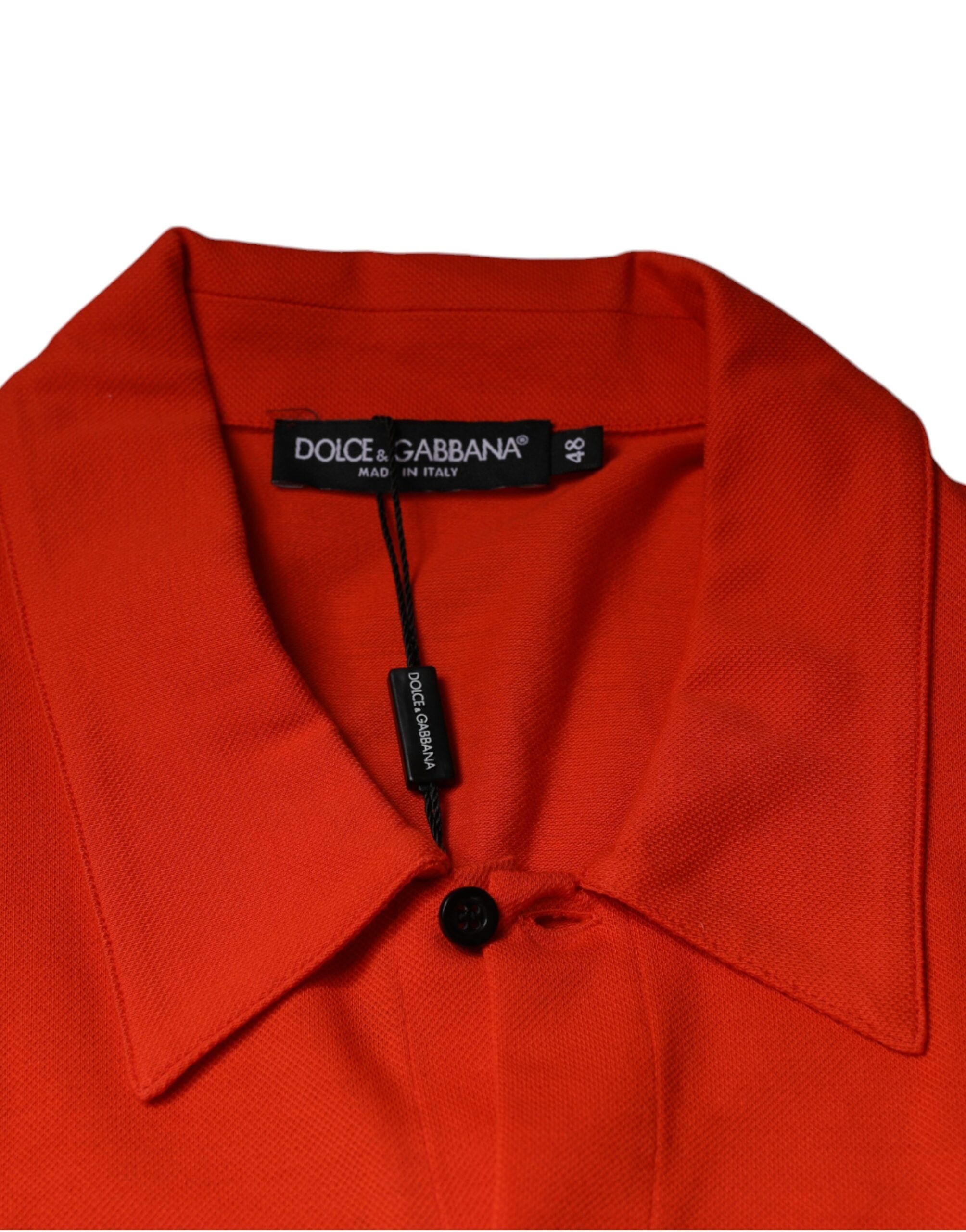 Dolce &amp; Gabbana – Lässiges Poloshirt aus Baumwolle mit Knopfleiste in Orange