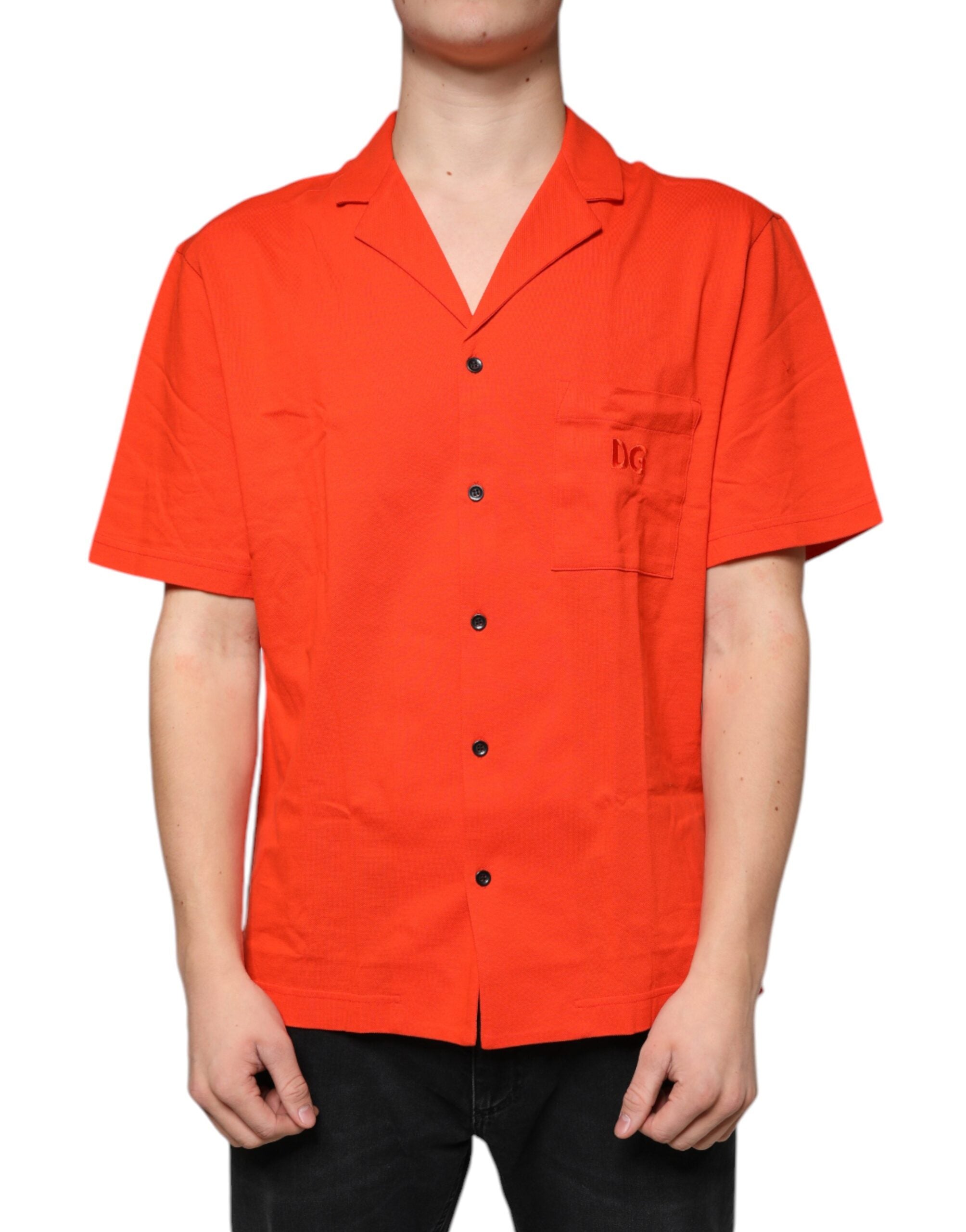 Dolce &amp; Gabbana – Lässiges Poloshirt aus Baumwolle mit Knopfleiste in Orange