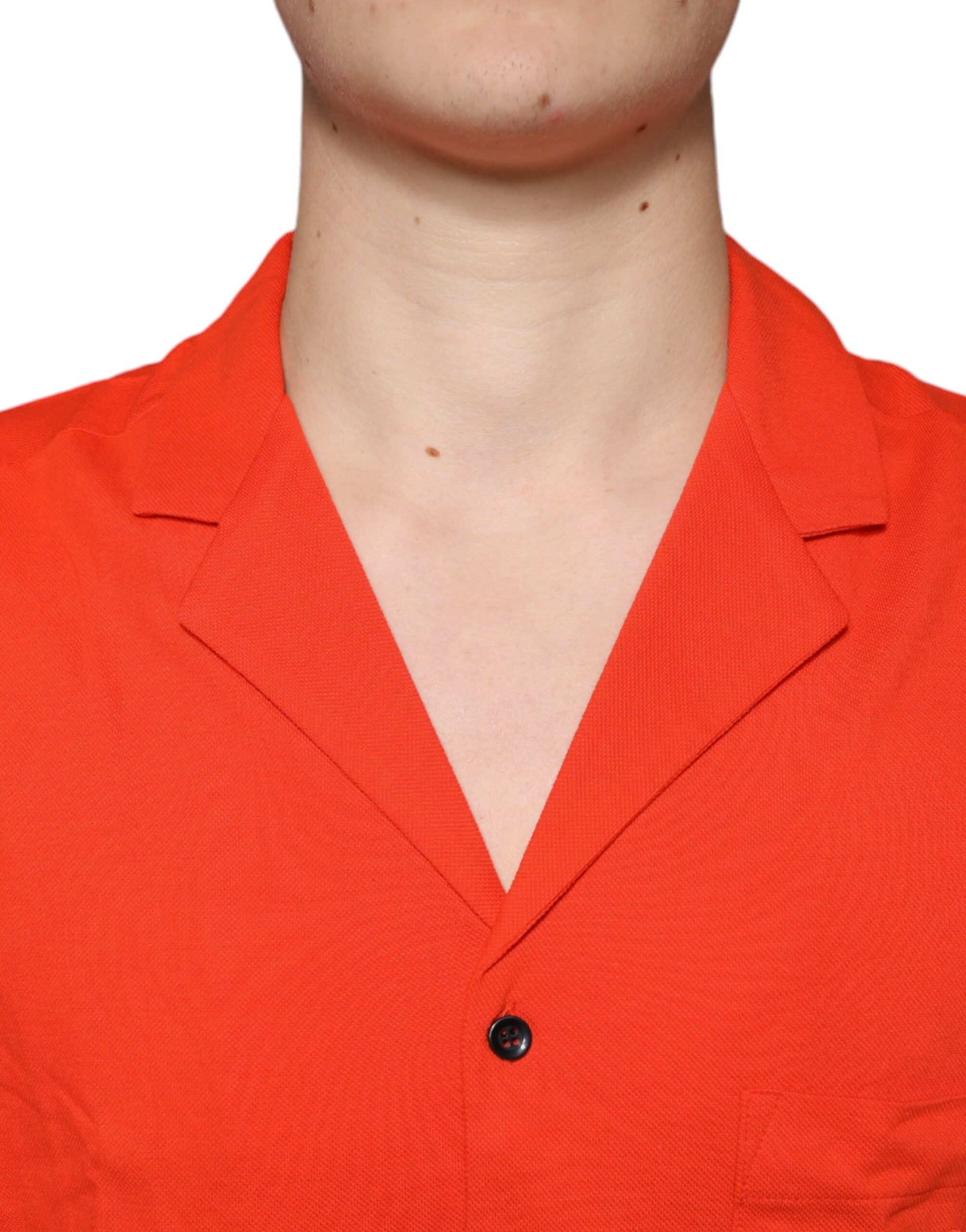 Dolce &amp; Gabbana – Lässiges Poloshirt aus Baumwolle mit Knopfleiste in Orange