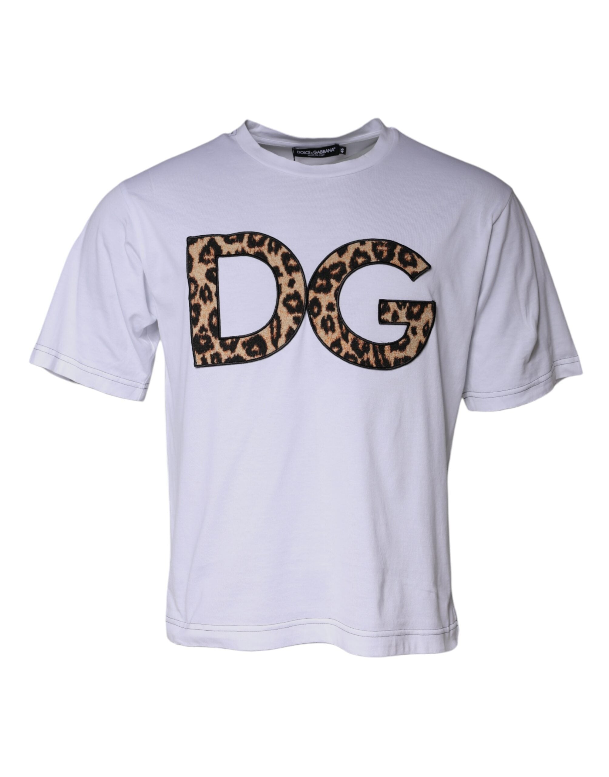Tricou Dolce &amp; Gabbana alb cu mâneci scurte din bumbac și logo DG