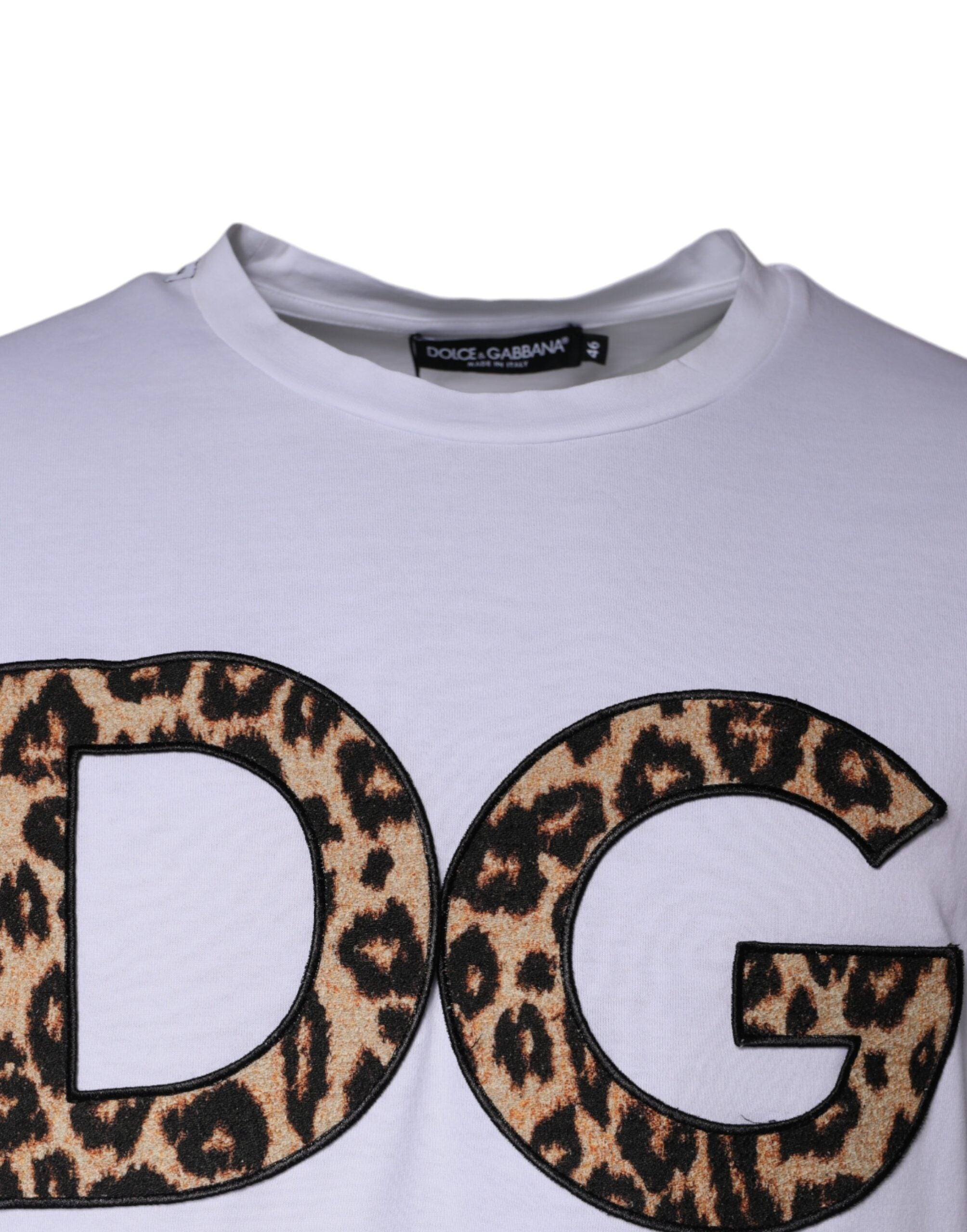 Tricou Dolce &amp; Gabbana alb cu mâneci scurte din bumbac și logo DG