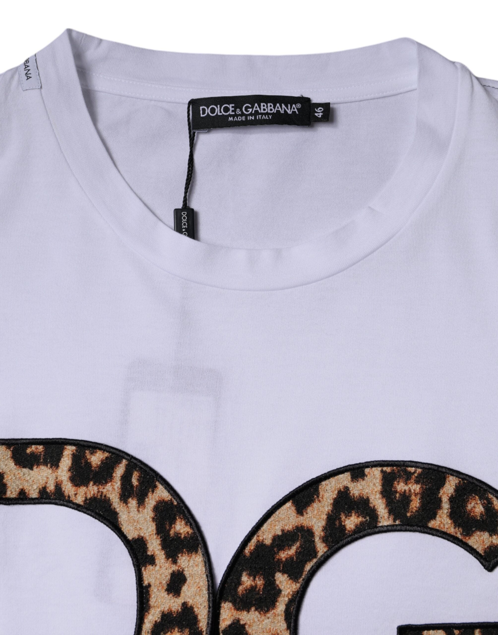 Tricou Dolce &amp; Gabbana alb cu mâneci scurte din bumbac și logo DG