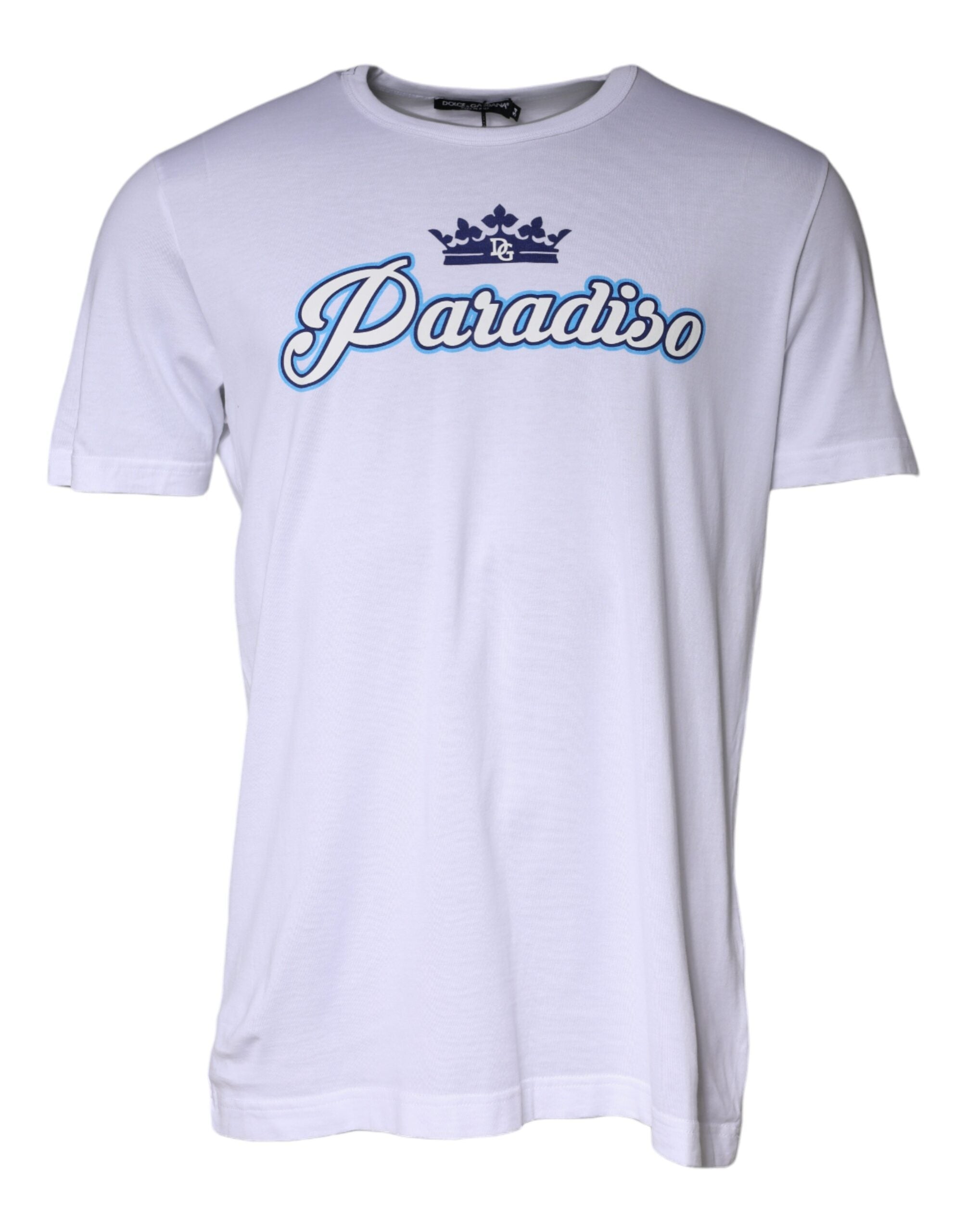 Tricou Dolce &amp; Gabbana Paradiso alb din bumbac cu mâneci scurte