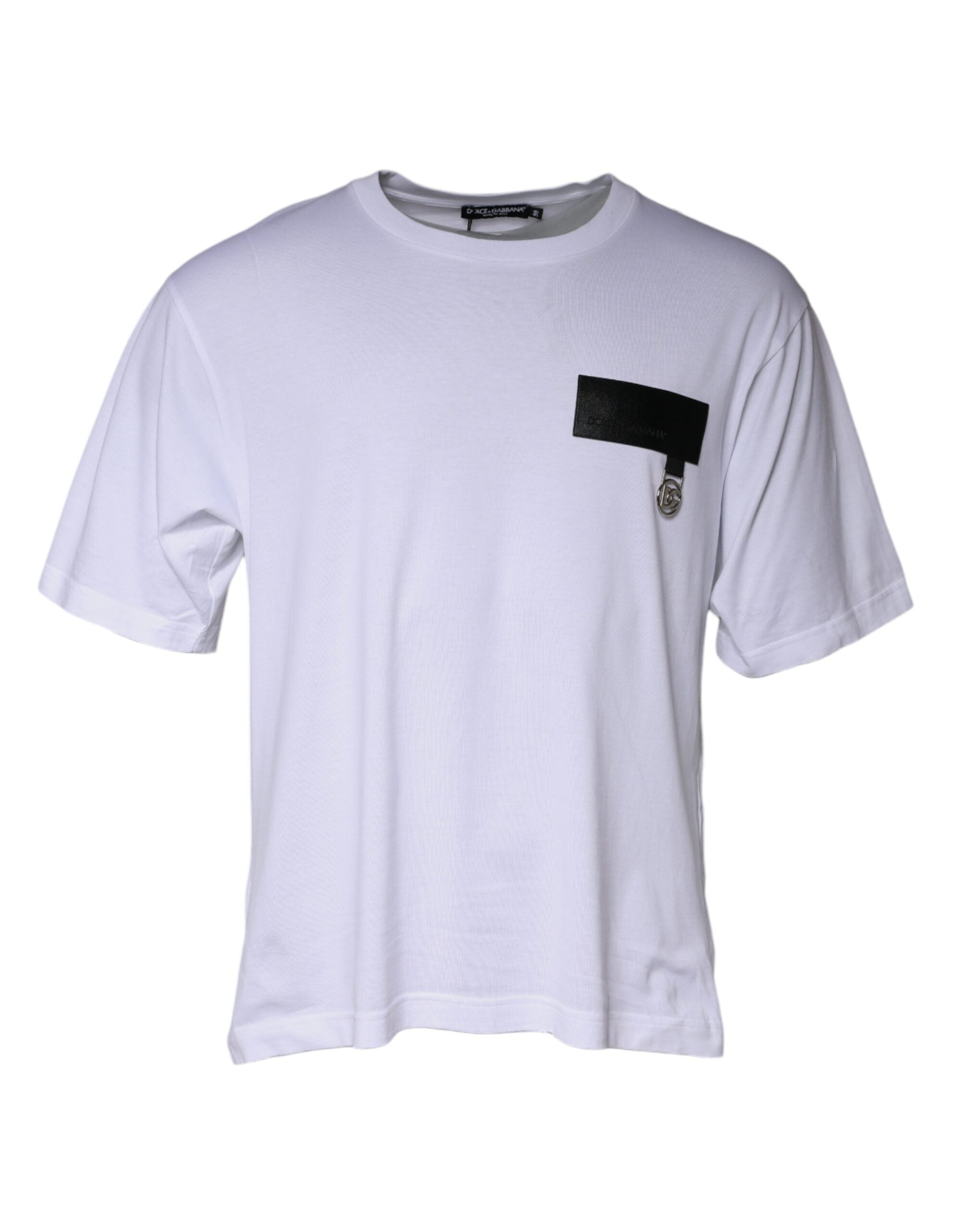 Tricou Dolce &amp; Gabbana cu guler rotund din bumbac și logo alb