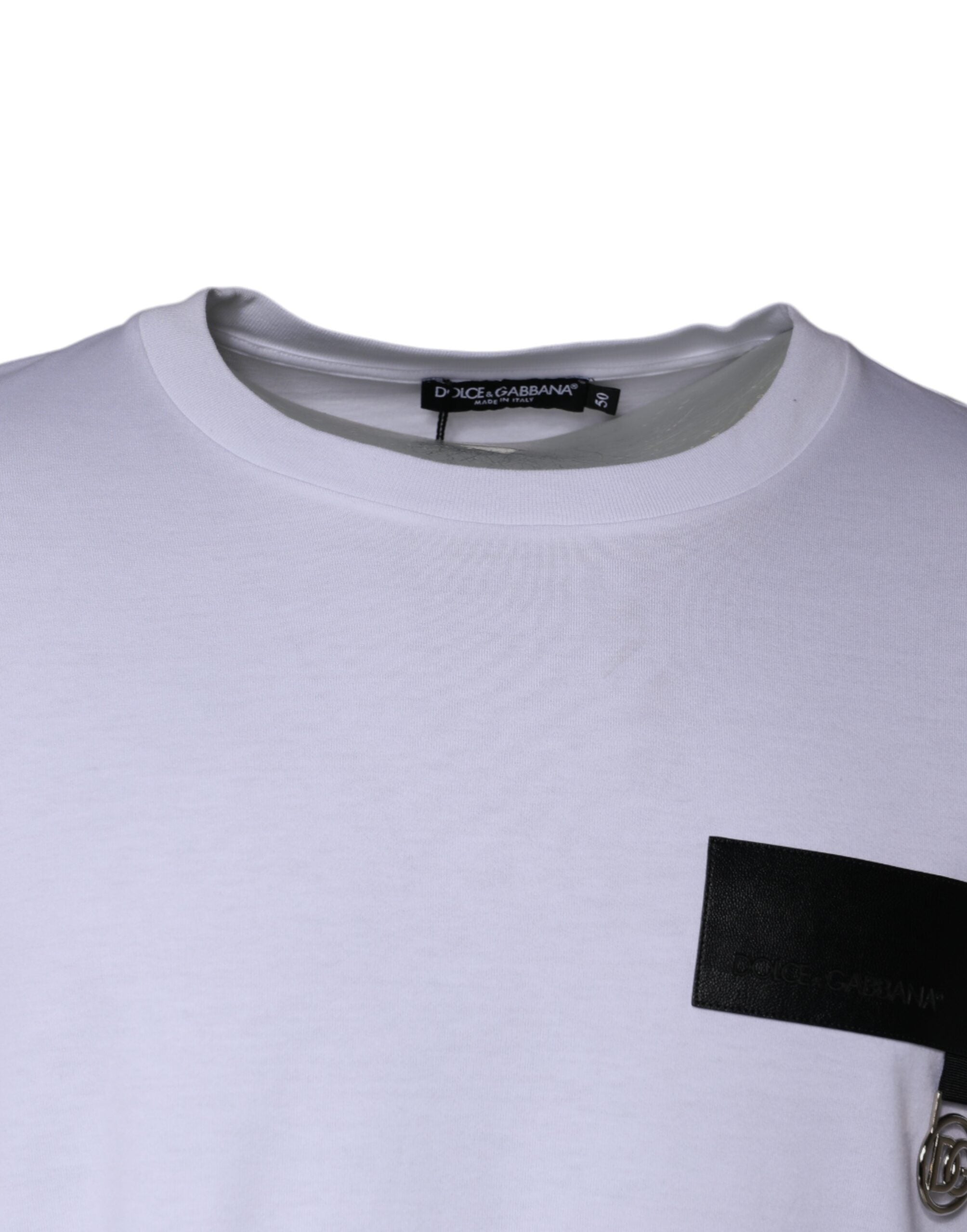 Tricou Dolce &amp; Gabbana cu guler rotund din bumbac și logo alb