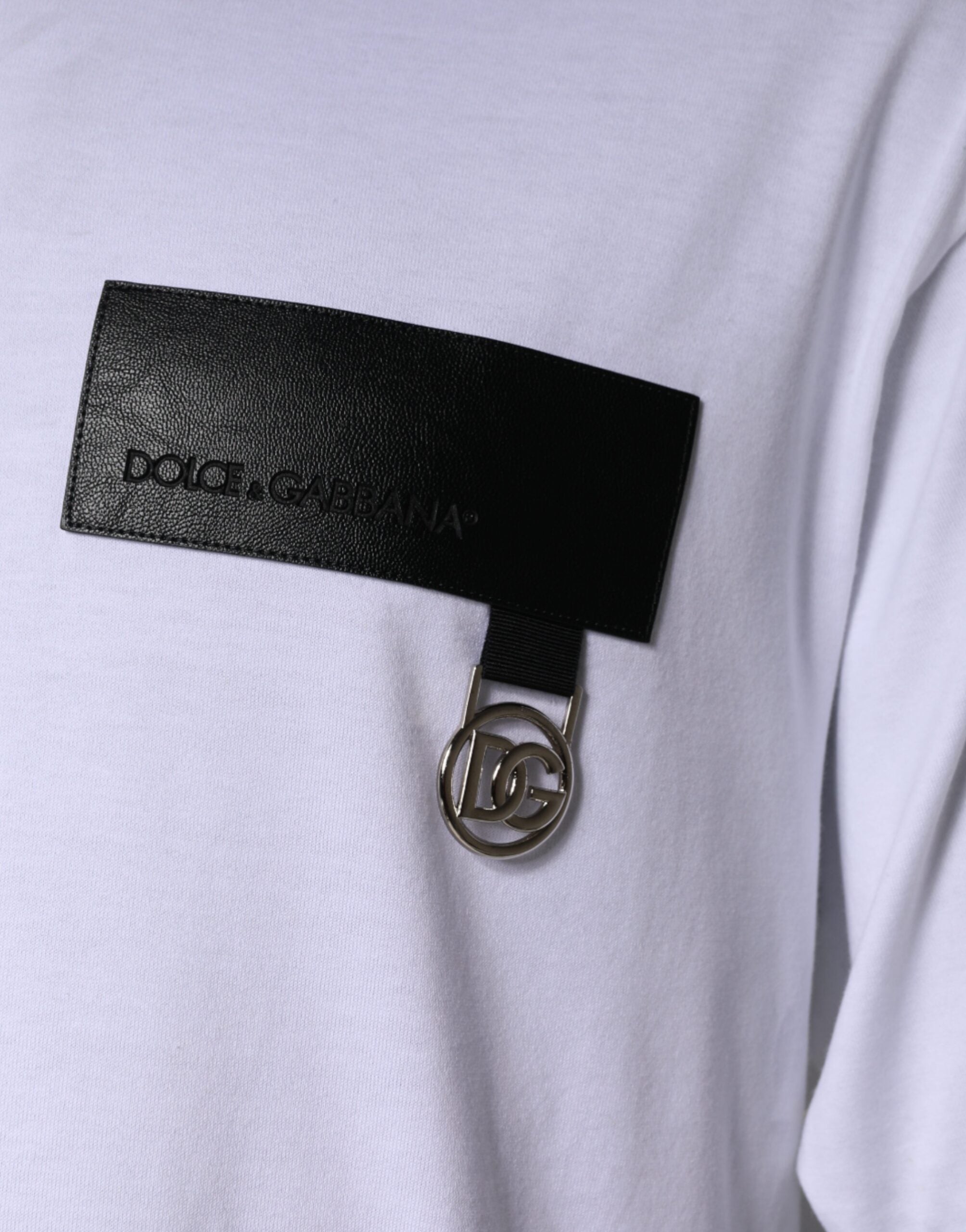 Tricou Dolce &amp; Gabbana cu guler rotund din bumbac și logo alb