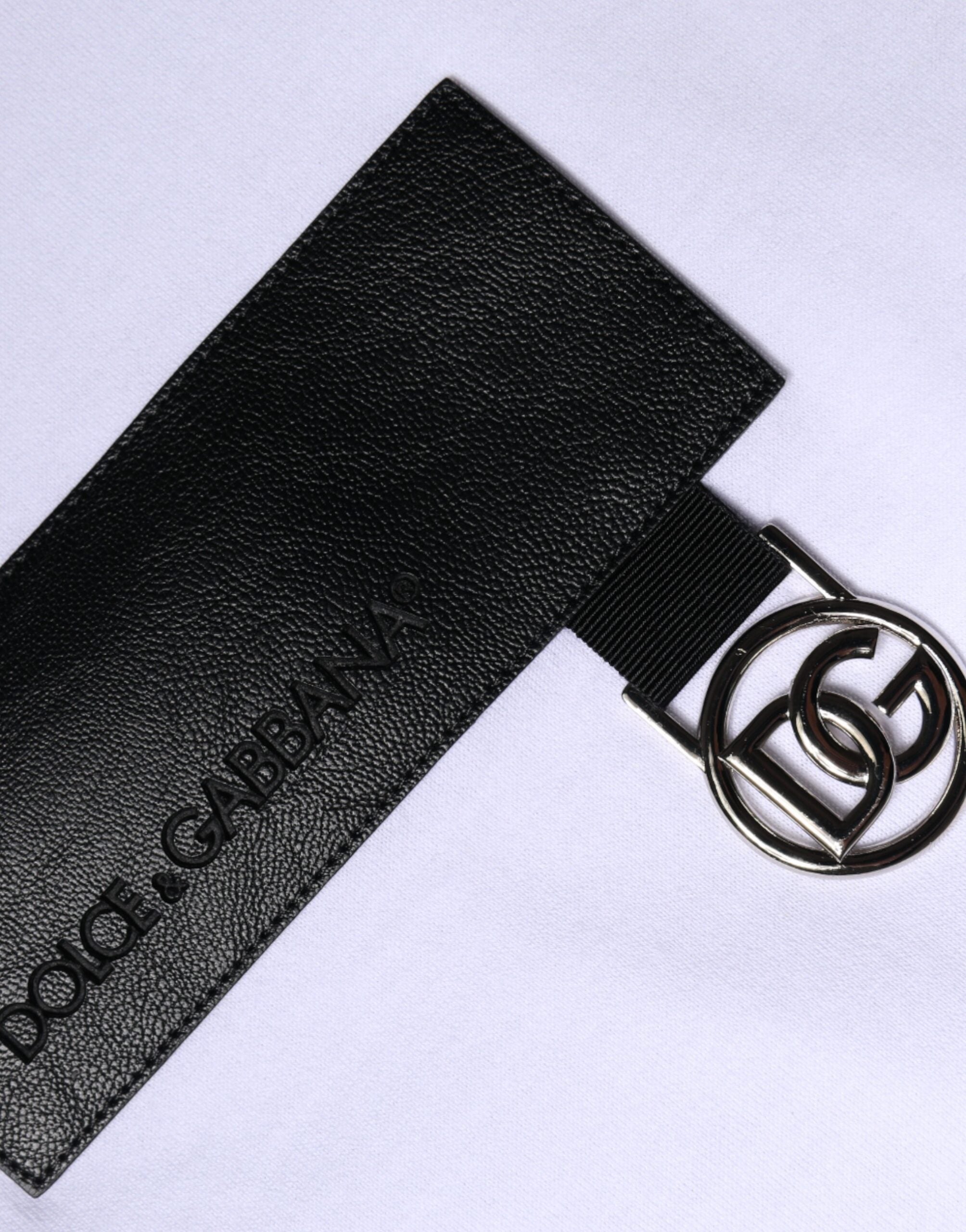 Tricou Dolce &amp; Gabbana cu guler rotund din bumbac și logo alb