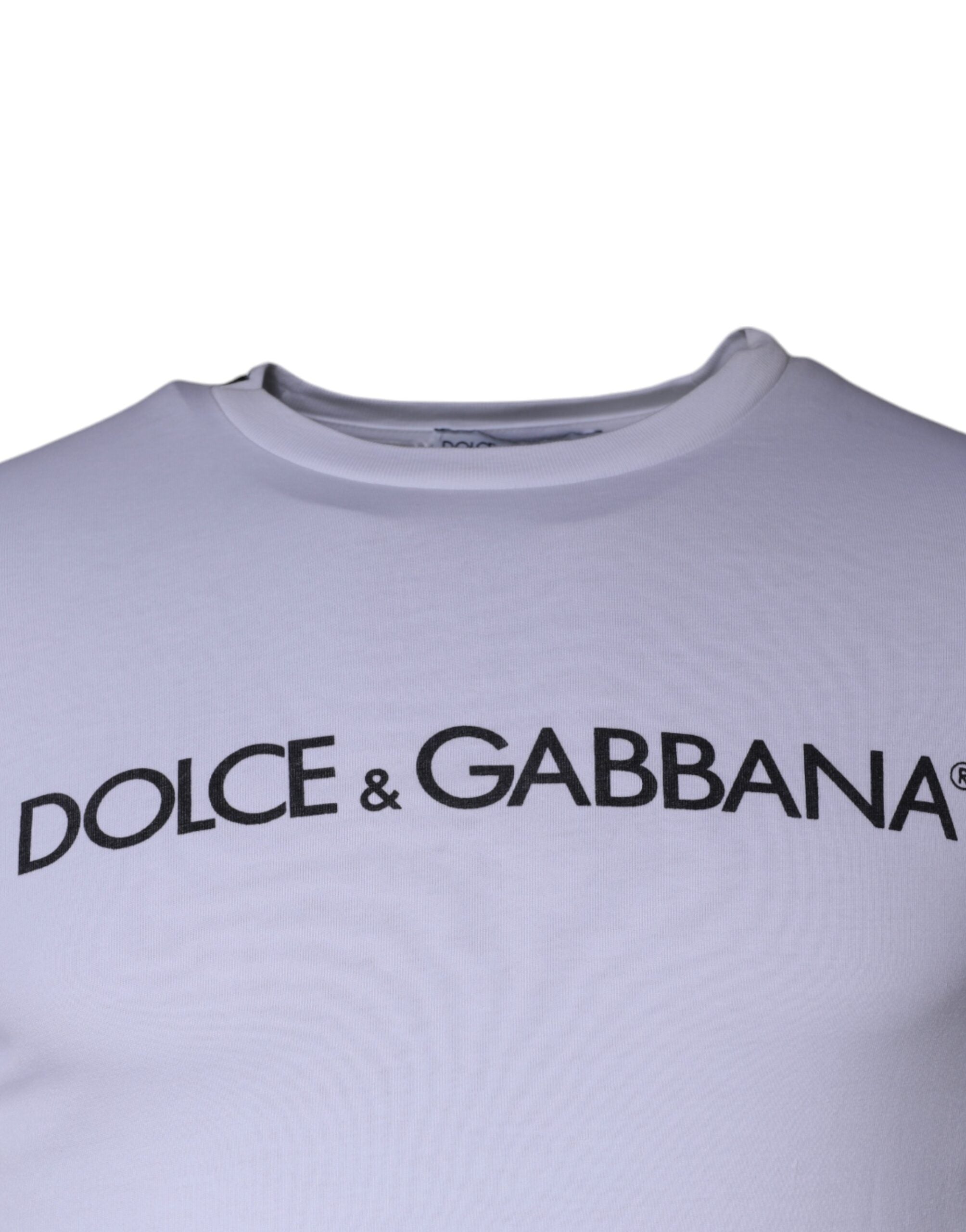 Tricou Dolce &amp; Gabbana cu guler rotund din bumbac și imprimeu alb cu logo