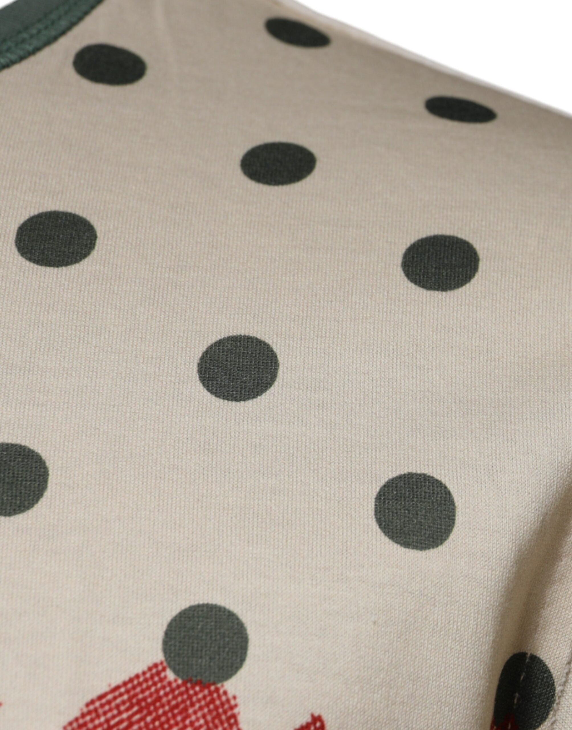 Dolce &amp; Gabbana Beiges Baumwoll-T-Shirt mit grafischem Print und Punkten