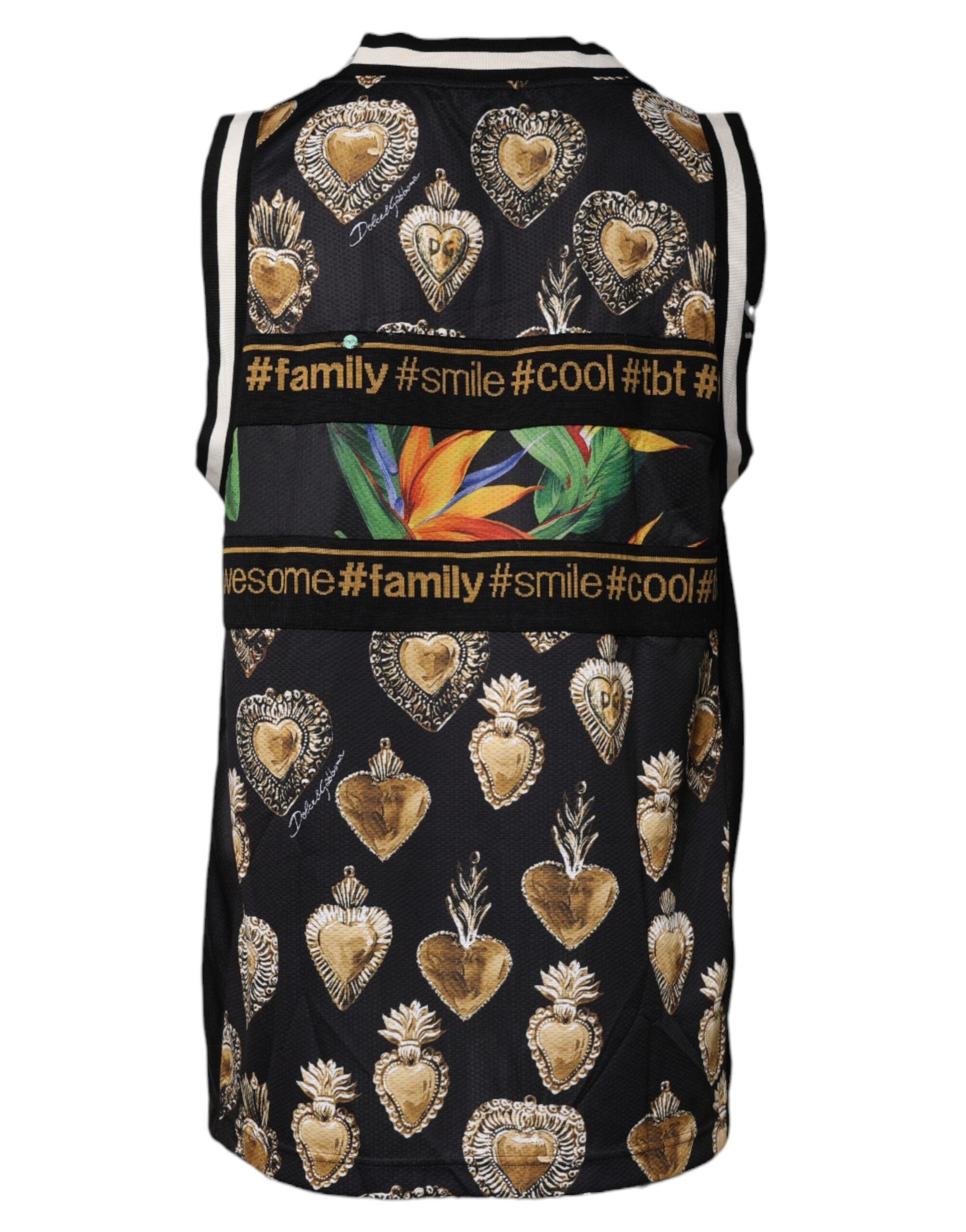 Tricou Dolce &amp; Gabbana cu imprimeu tropical multicolor, fără mâneci