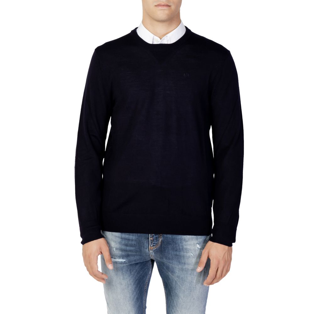 Tricou albastru din lână Armani Exchange