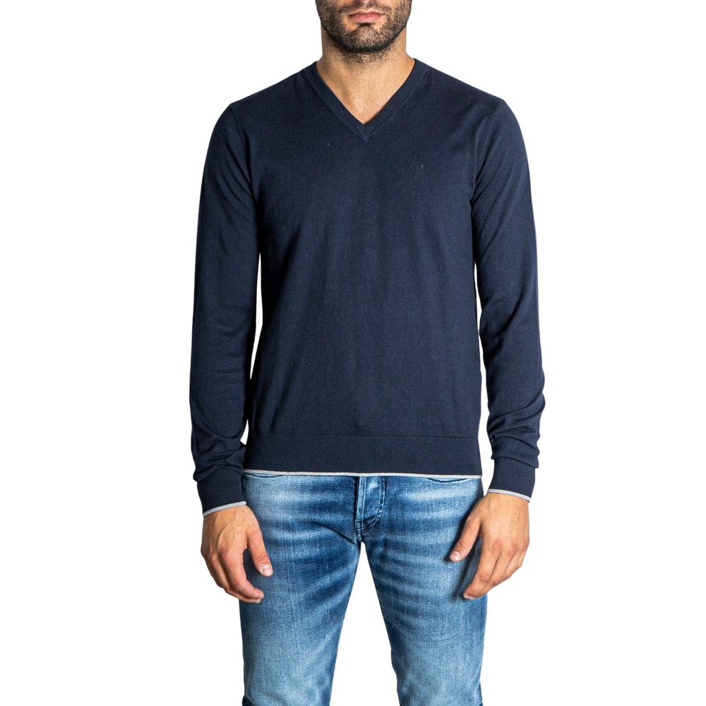Tricou Armani Exchange albastru din bumbac