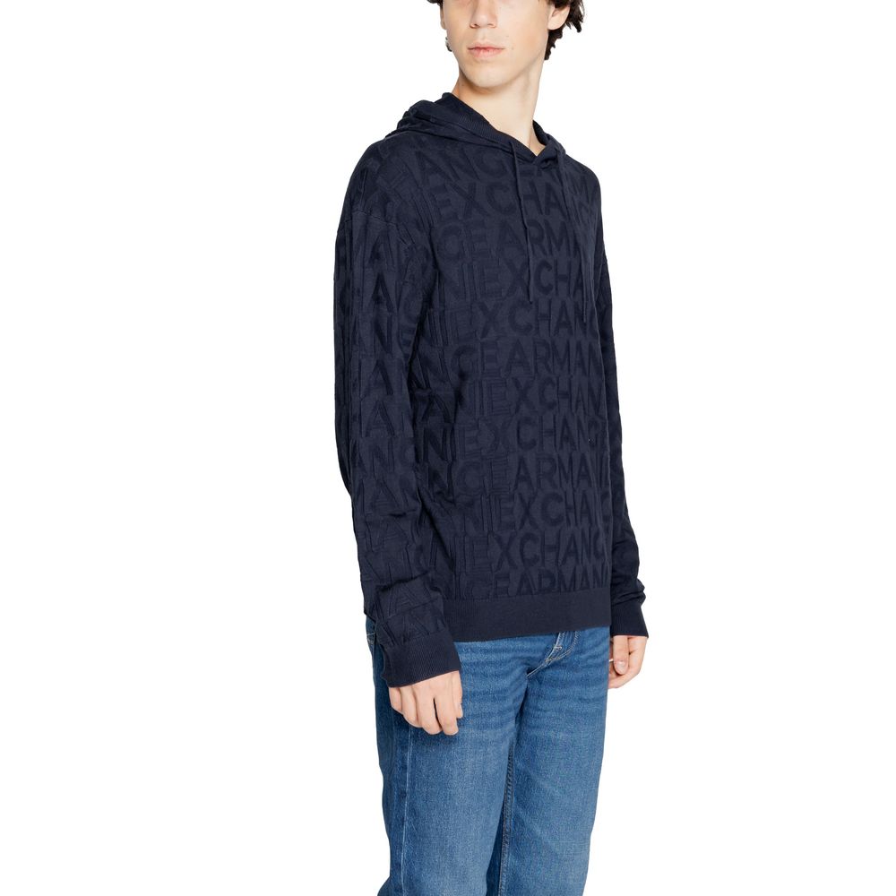 Tricou albastru din viscoză Armani Exchange