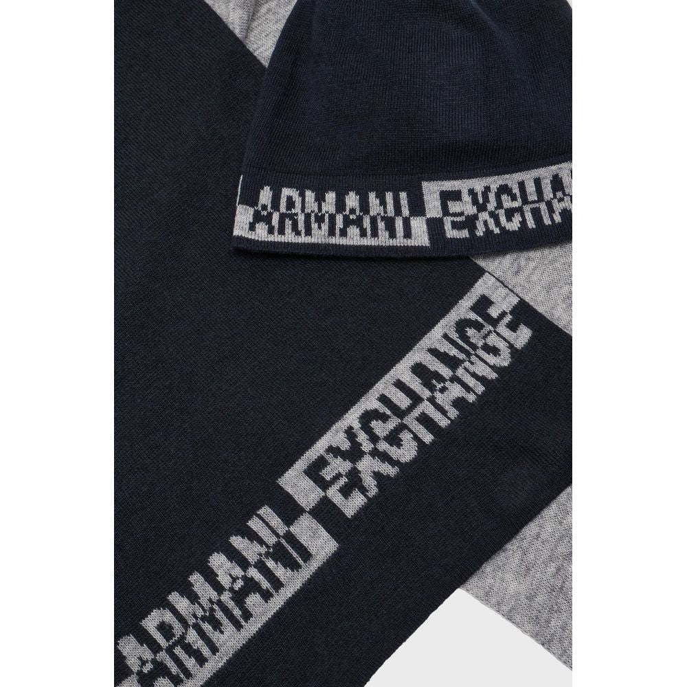 Eșarfă albastră din lână Armani Exchange