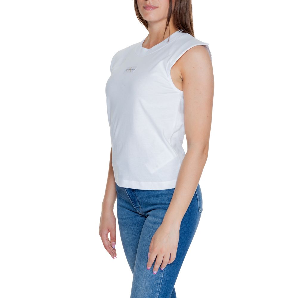 Tricou Calvin Klein Jeans alb din bumbac