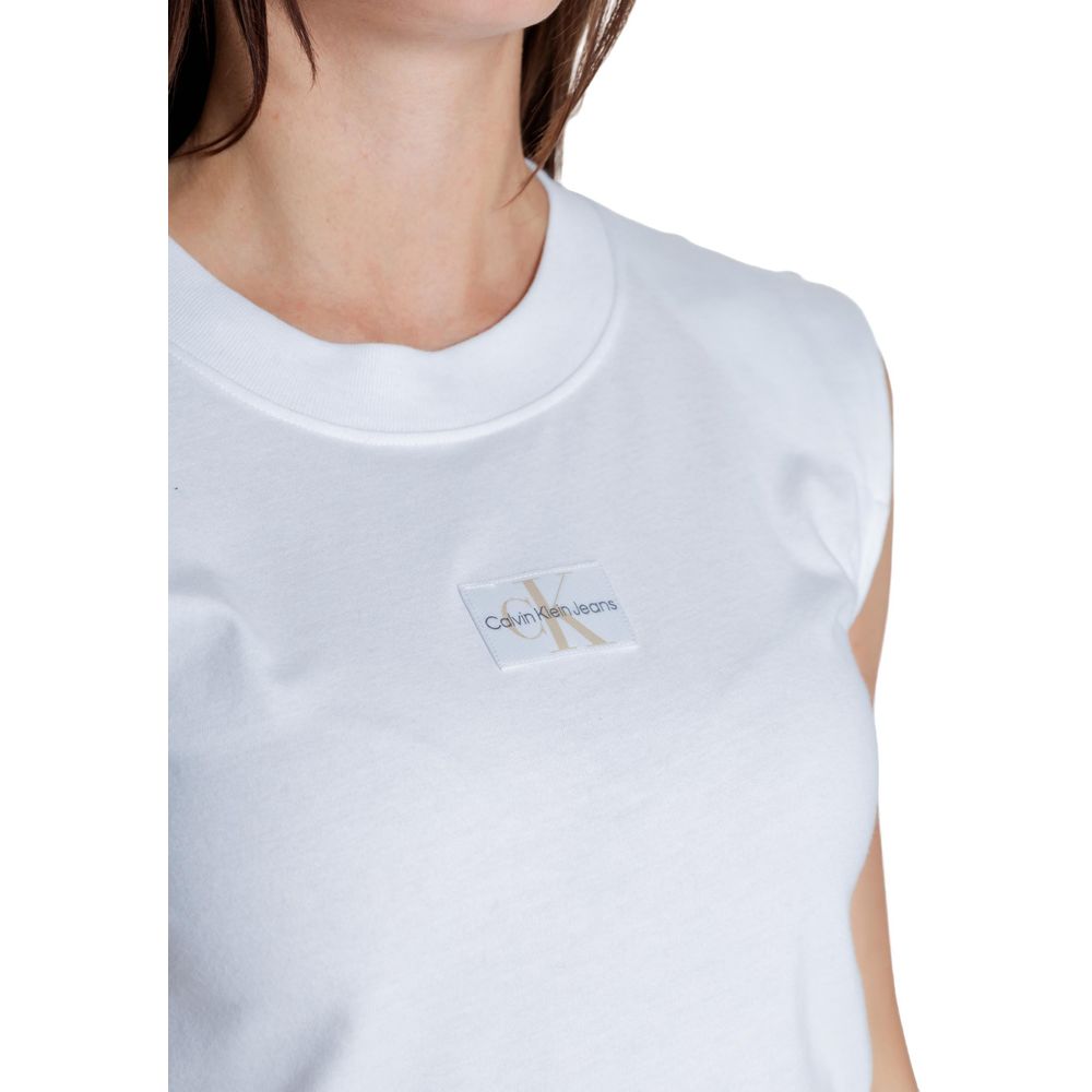 Tricou Calvin Klein Jeans alb din bumbac