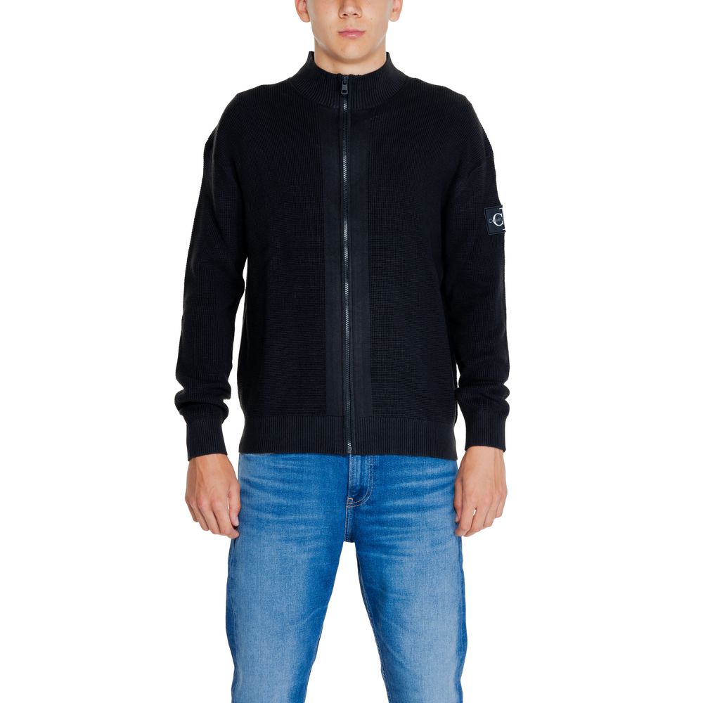 Cardigan Calvin Klein Jeans negru din bumbac reciclat