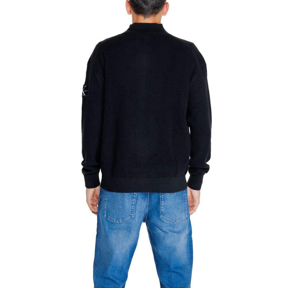 Cardigan Calvin Klein Jeans negru din bumbac reciclat
