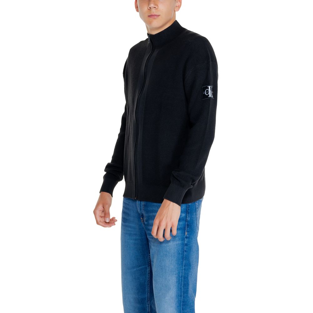 Cardigan Calvin Klein Jeans negru din bumbac reciclat