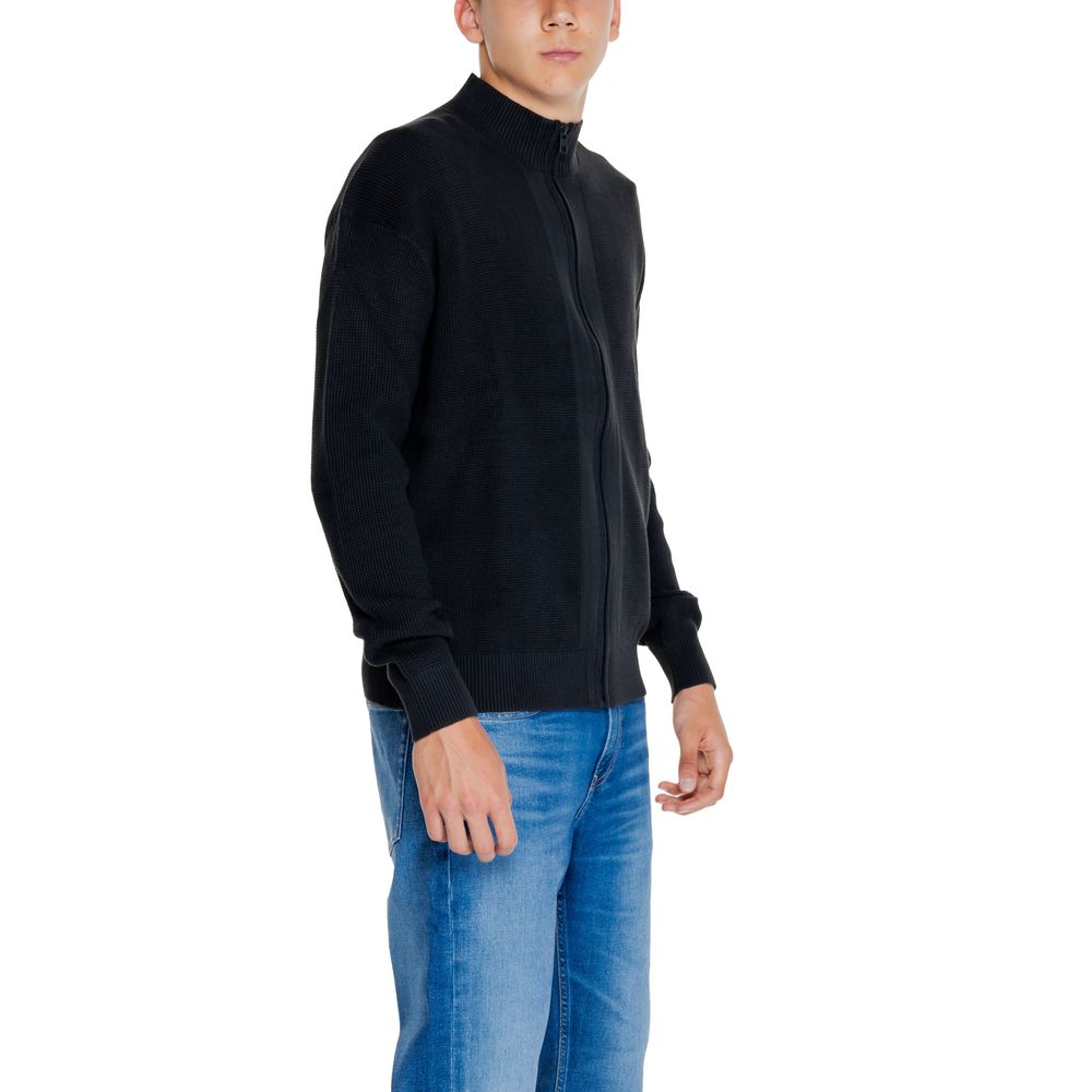 Cardigan Calvin Klein Jeans negru din bumbac reciclat