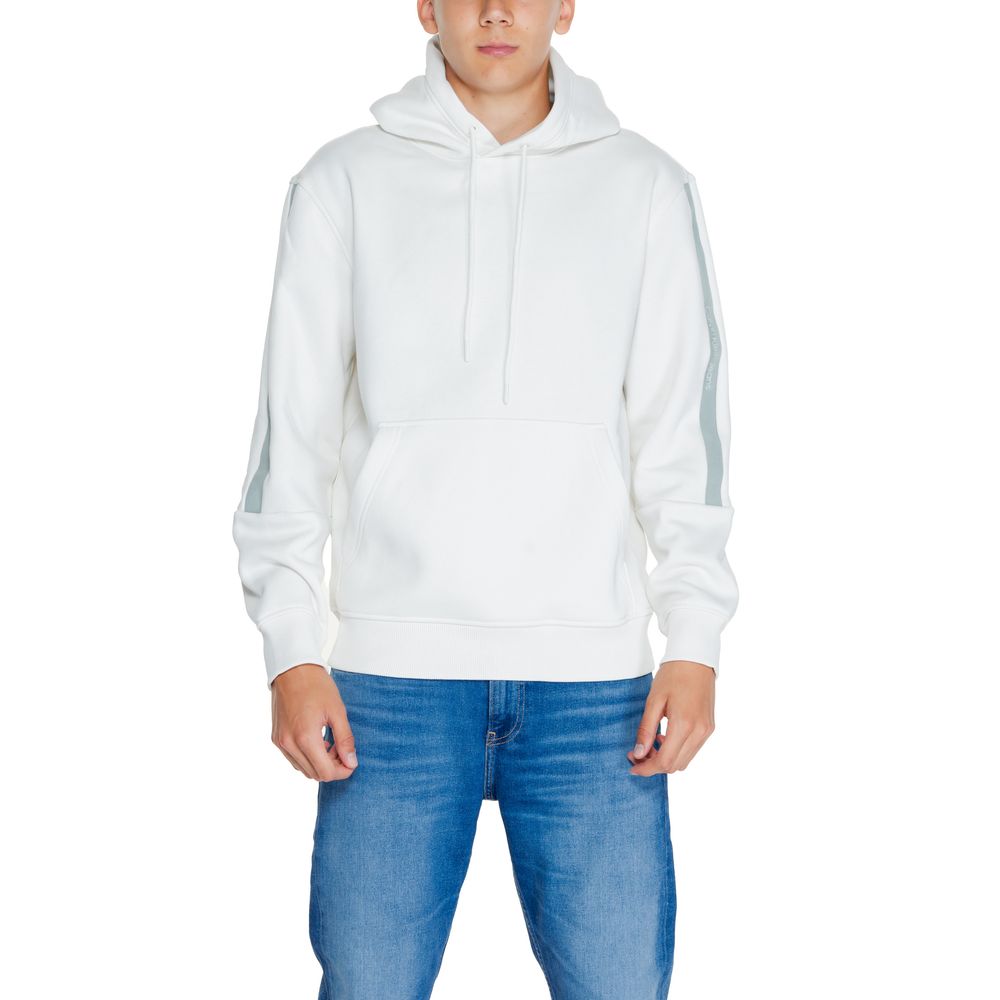 Pulover din bumbac crem Calvin Klein Jeans