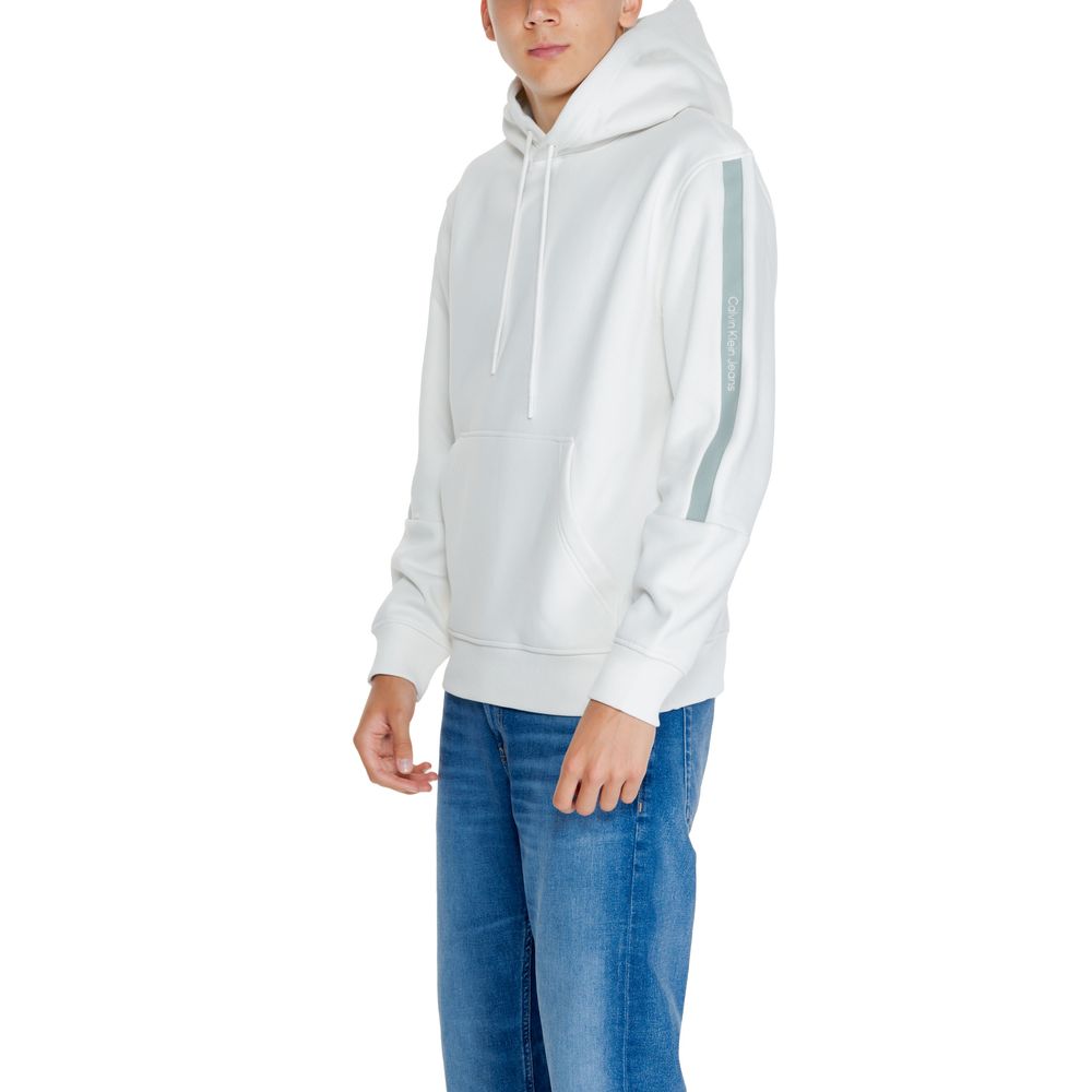 Pulover din bumbac crem Calvin Klein Jeans