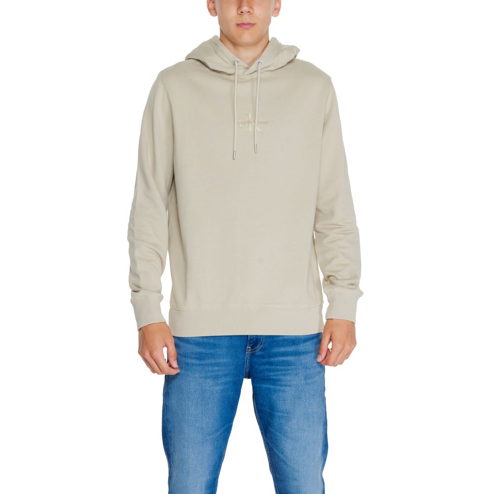Pulover bej din bumbac reciclat Calvin Klein Jeans