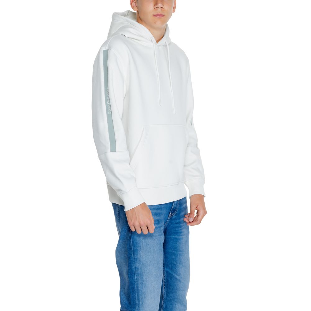 Pulover din bumbac crem Calvin Klein Jeans