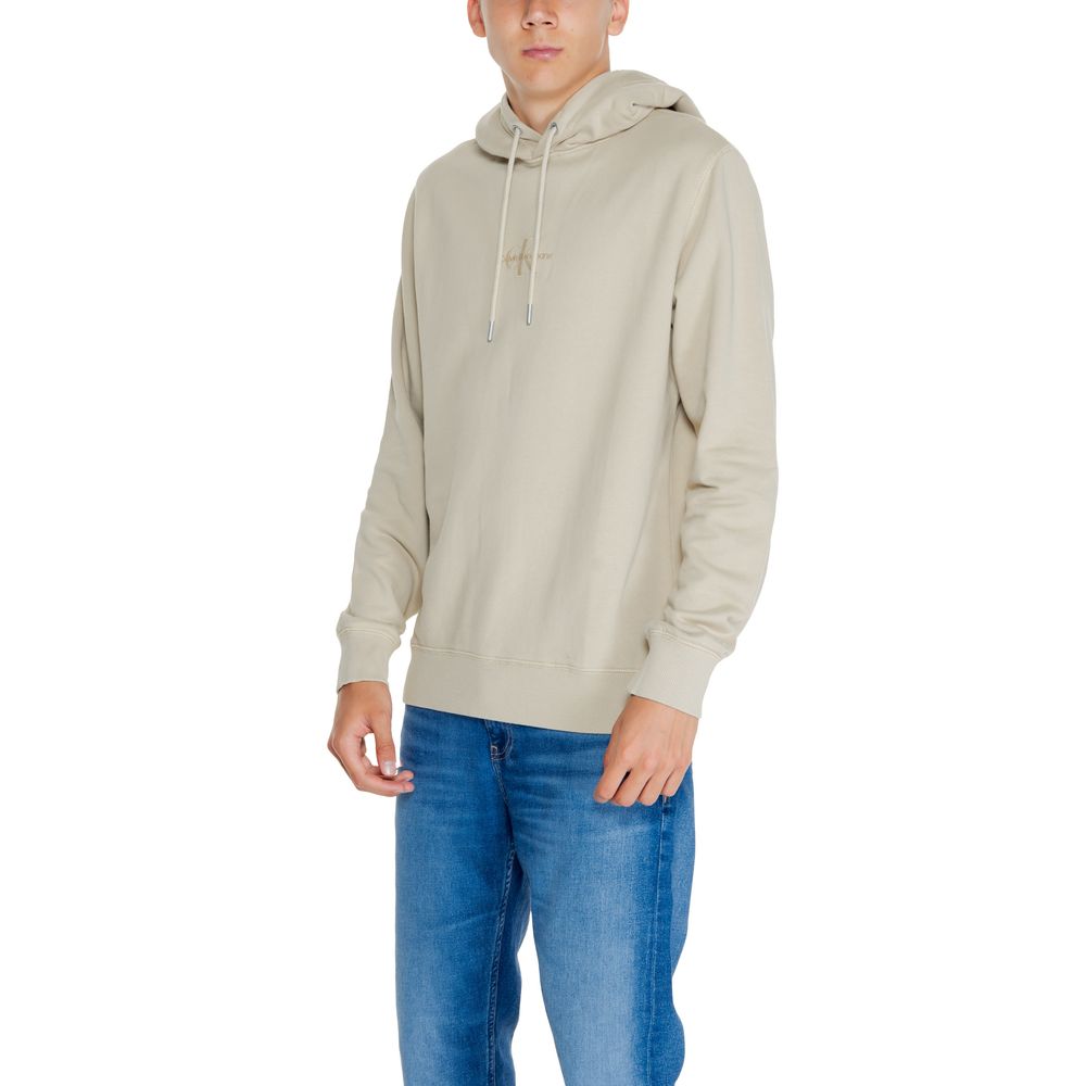 Pulover bej din bumbac reciclat Calvin Klein Jeans
