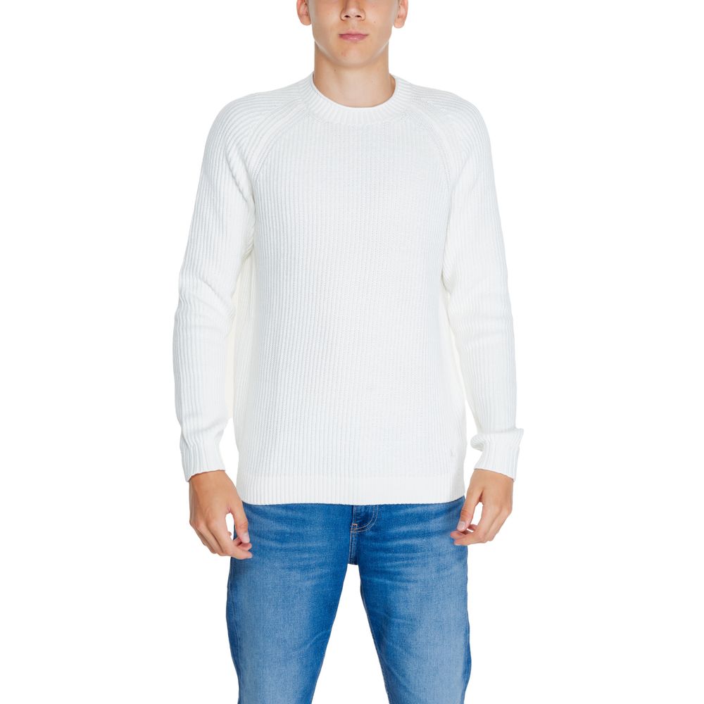 Pulover Calvin Klein Jeans alb din bumbac organic