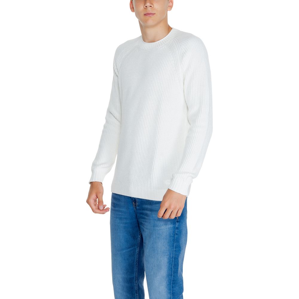 Pulover Calvin Klein Jeans alb din bumbac organic