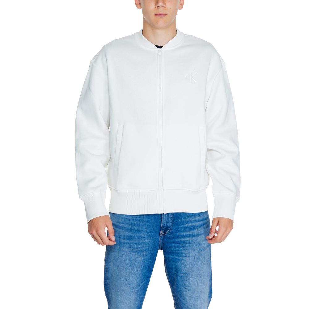 Pulover alb din bumbac reciclat Calvin Klein Jeans