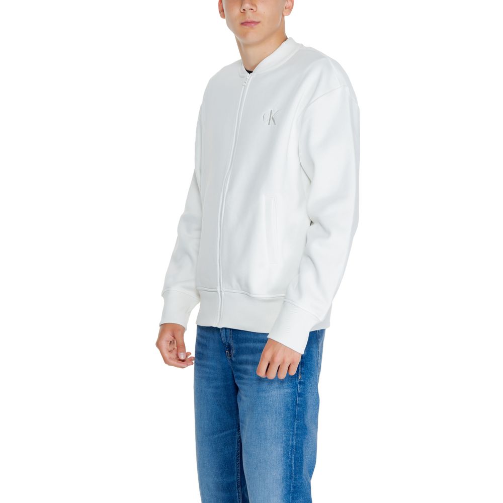 Pulover alb din bumbac reciclat Calvin Klein Jeans