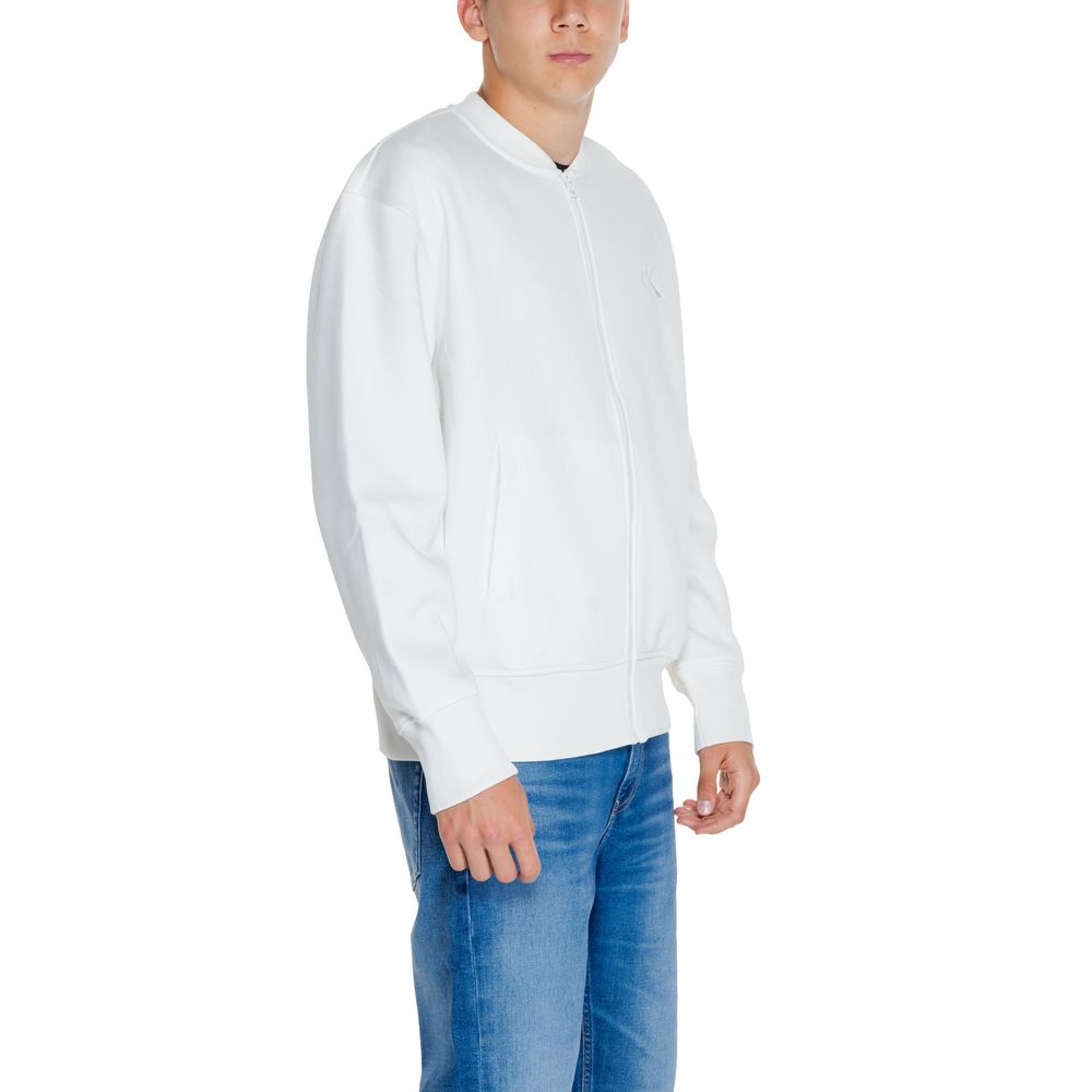 Pulover alb din bumbac reciclat Calvin Klein Jeans