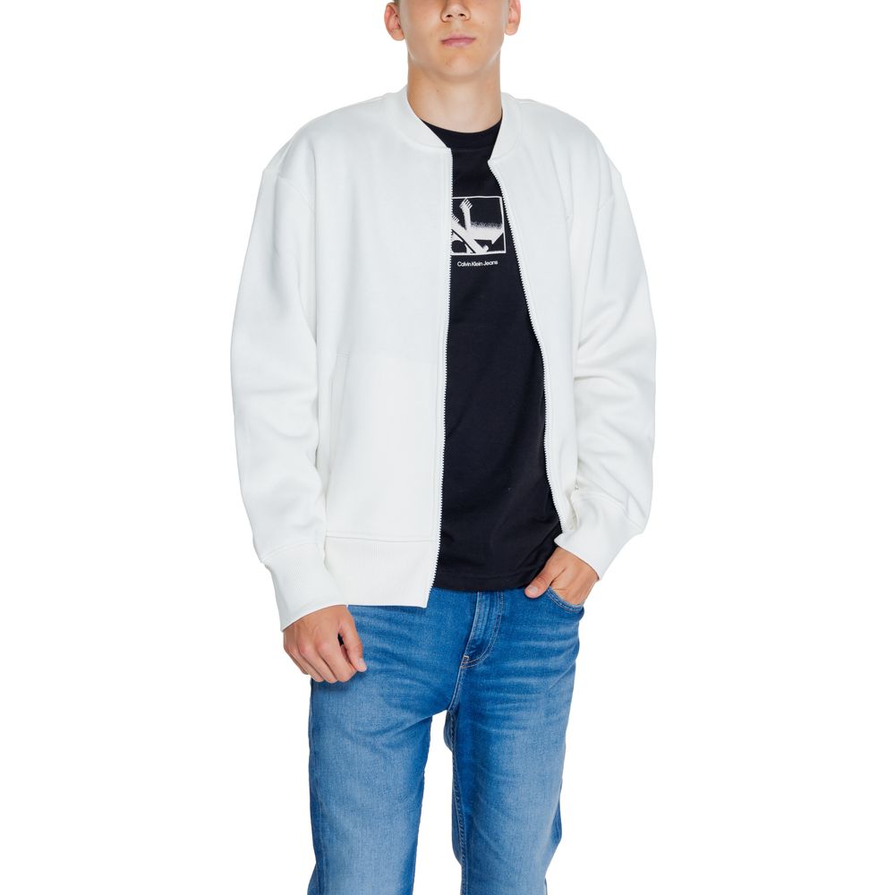Pulover alb din bumbac reciclat Calvin Klein Jeans