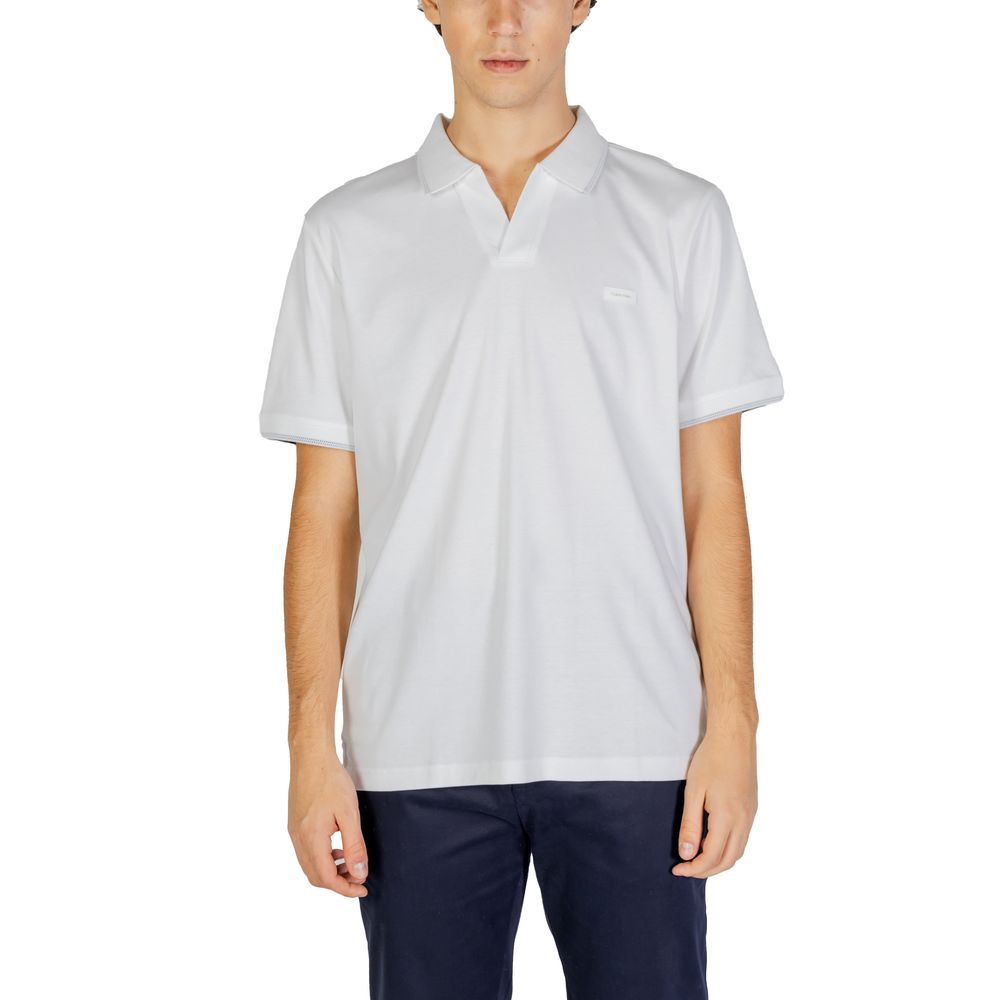 Tricou polo din bumbac alb Calvin Klein Jeans
