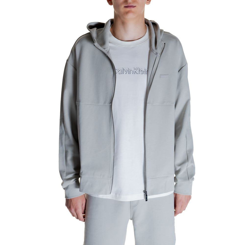 Pulover gri din bumbac Calvin Klein