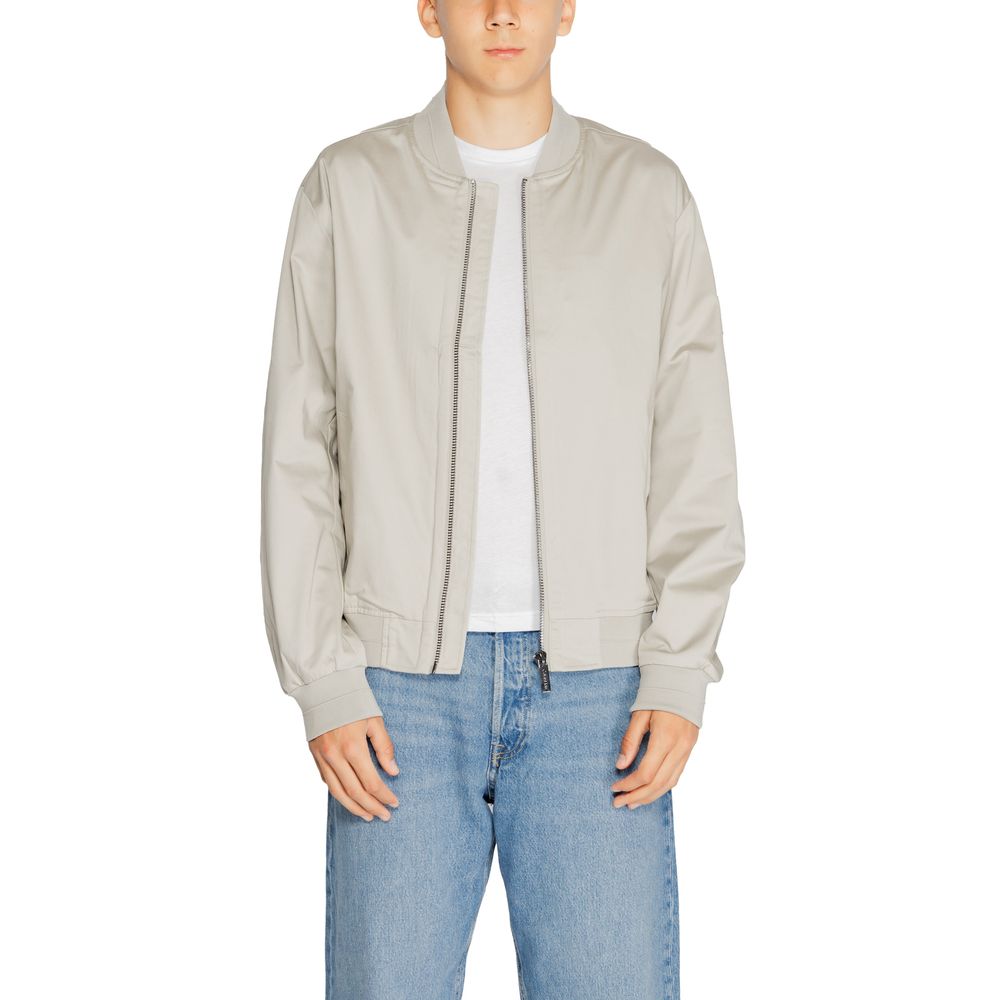 Jachetă Calvin Klein gri din bumbac organic