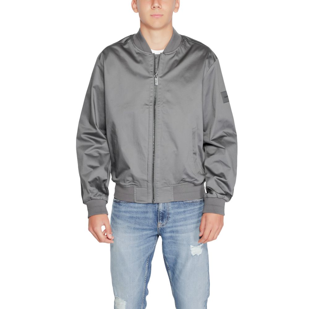 Jachete și palton Calvin Klein gri din bumbac organic