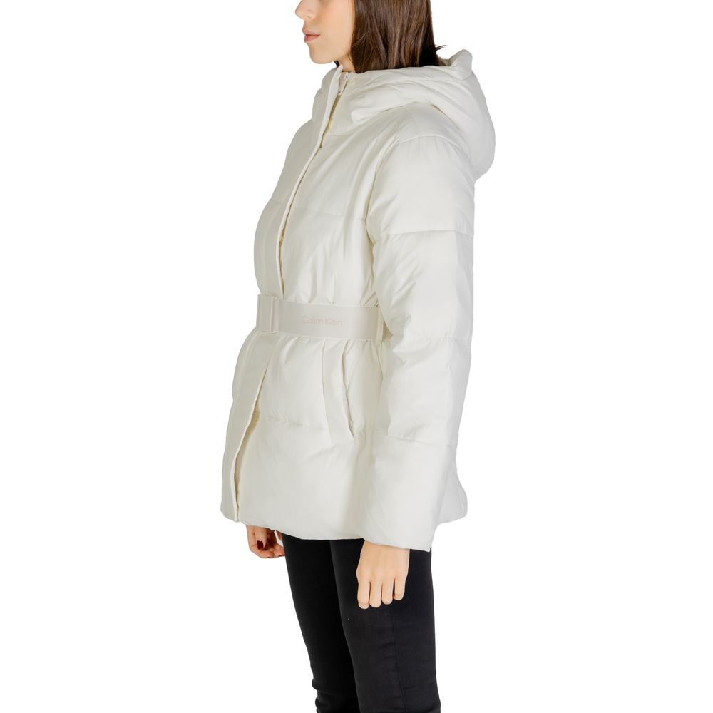 Calvin Klein Jeans – Cremefarbene Nylonjacken und -mäntel