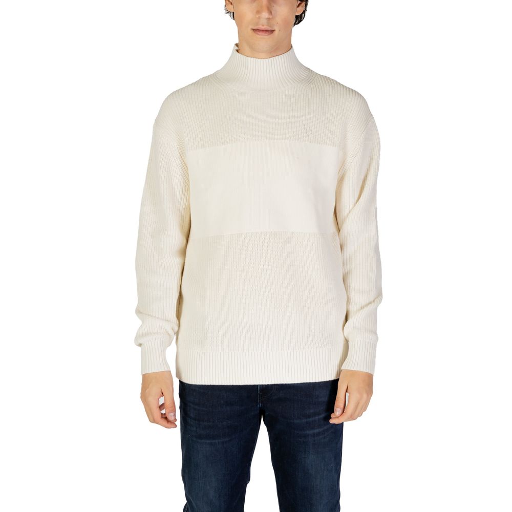 Pulover Calvin Klein Jeans din bumbac crem