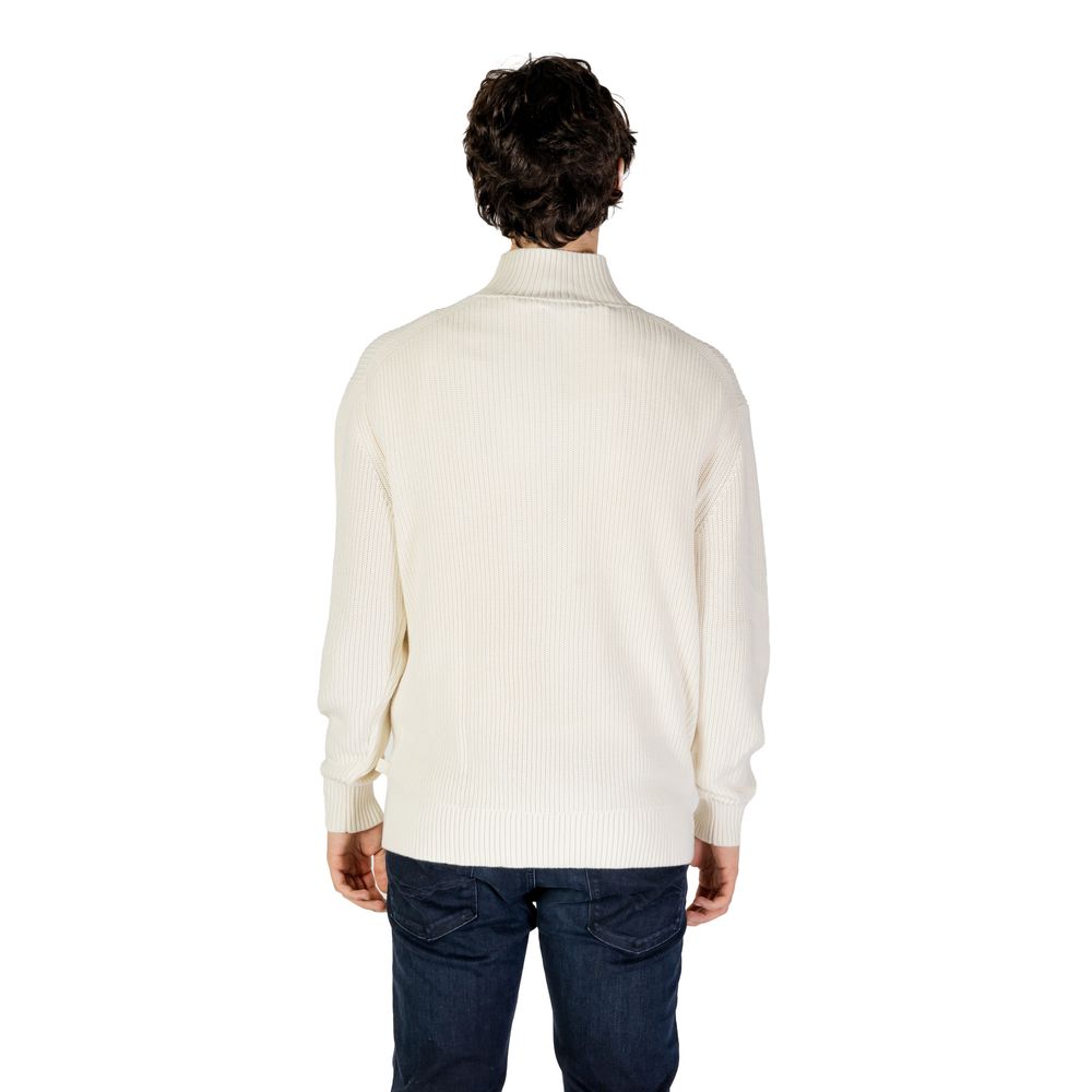 Pulover Calvin Klein Jeans din bumbac crem
