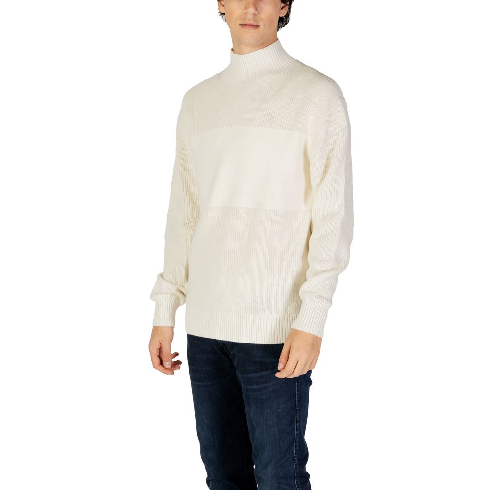 Pulover Calvin Klein Jeans din bumbac crem