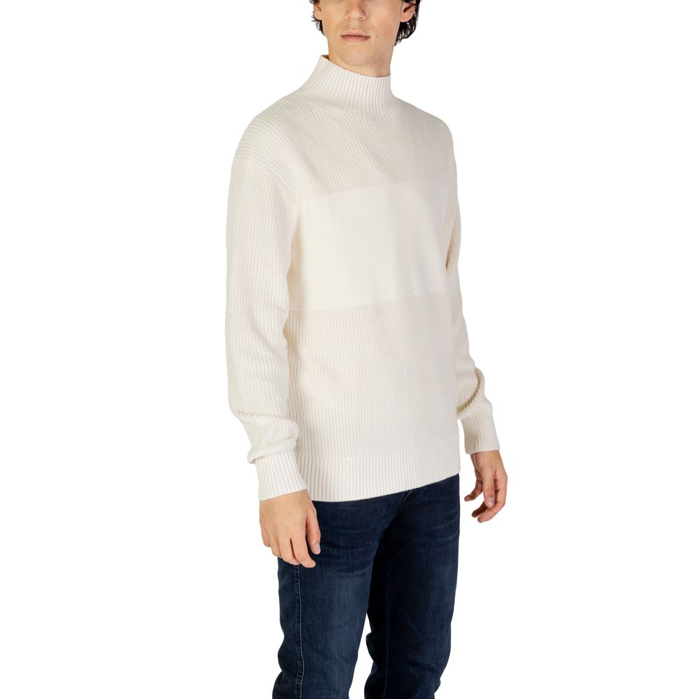 Pulover Calvin Klein Jeans din bumbac crem