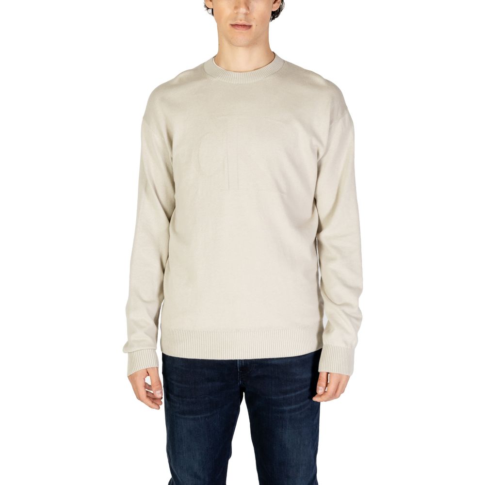 Pulover bej din bumbac organic Calvin Klein Jeans