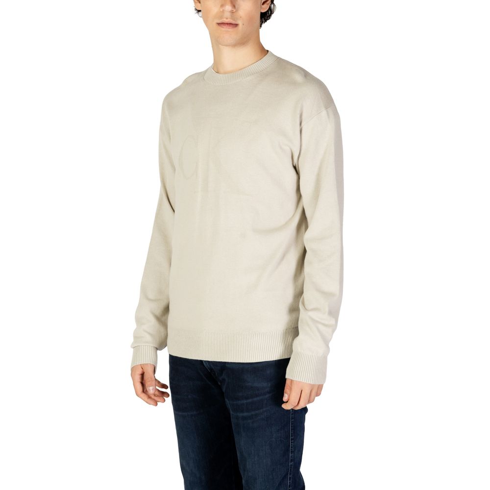Pulover bej din bumbac organic Calvin Klein Jeans