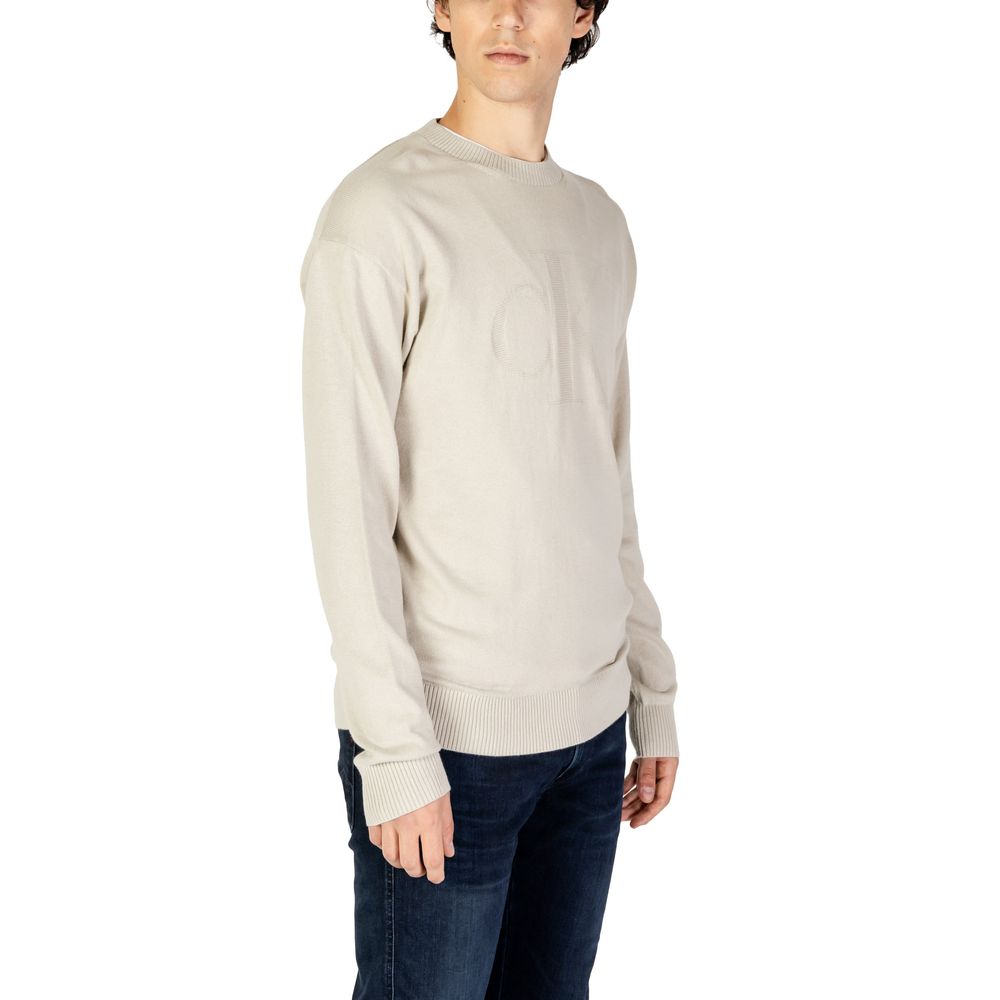 Pulover bej din bumbac organic Calvin Klein Jeans