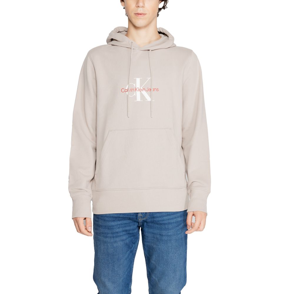 Pulover bej din bumbac reciclat Calvin Klein Jeans