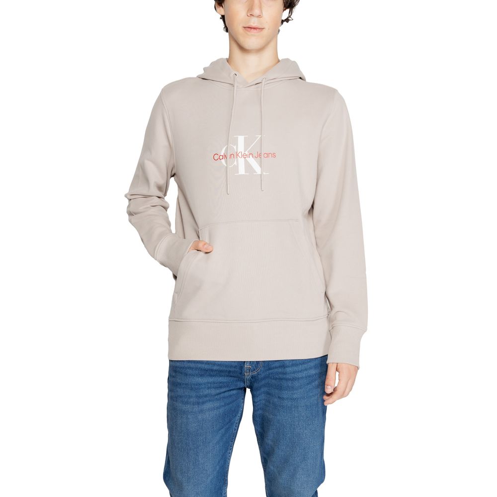 Pulover bej din bumbac reciclat Calvin Klein Jeans